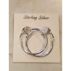 Sterling Silver Hoop Earrings With Secure Hinged Clasp Design For Women